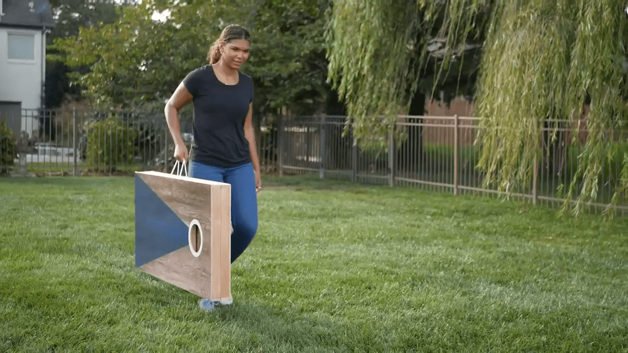 opplanet triumph led 2x4 all wood cornhole set video