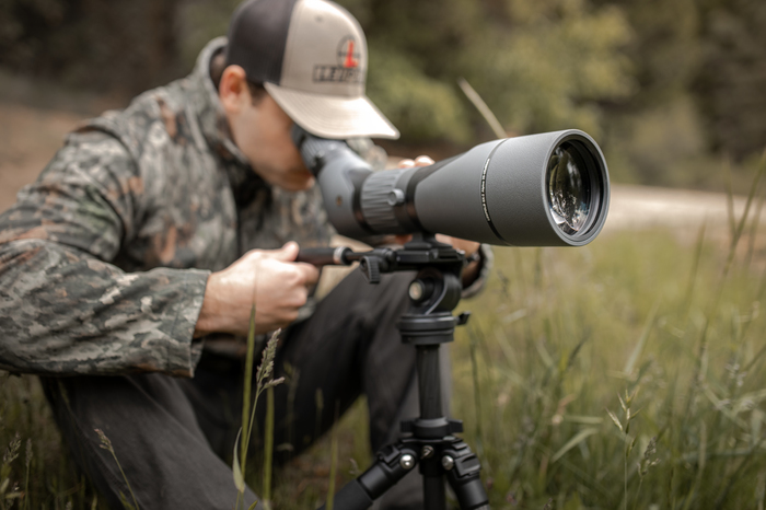 using angled spotting scope while sitting