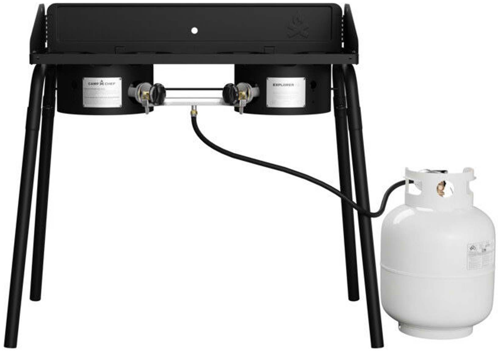 Camp Chef Explorer 2 Burner Stove With Detachable Legs | Up to 32