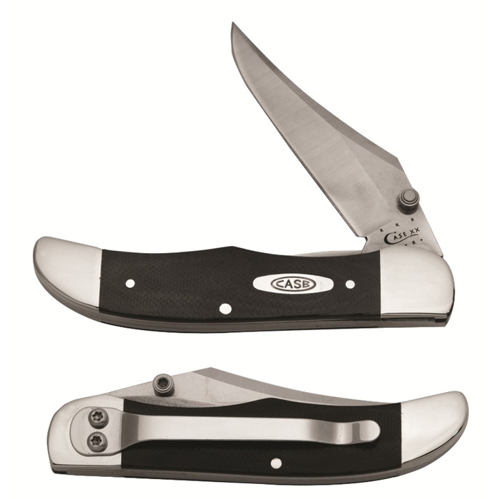 Case 101265LC SS Smooth Black G-10 Mid-Folding Hunter w/Belt Clip