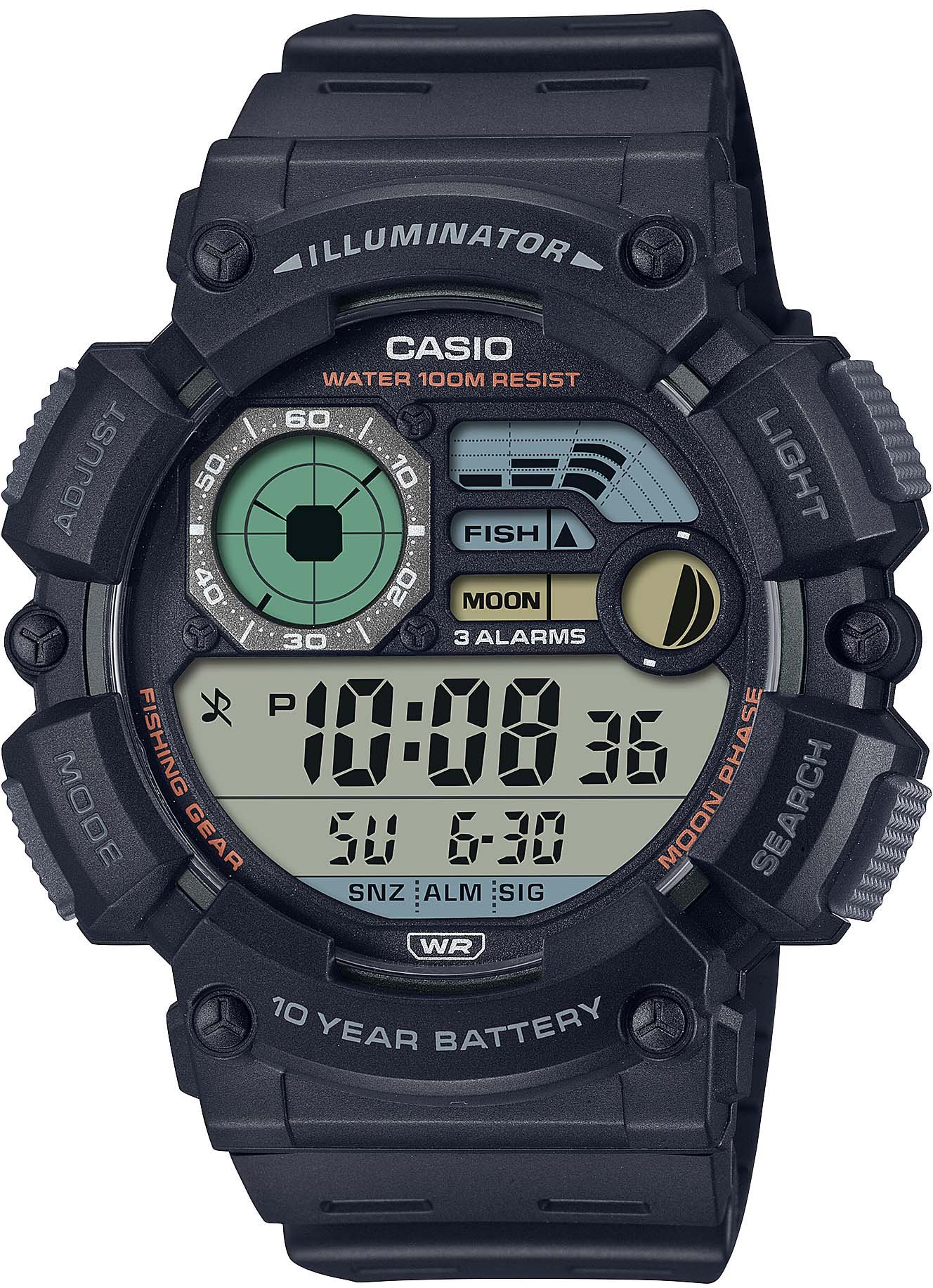 Casio Outdoor Fishing Timer Digital Watch w/Dual Time, Moon Graph