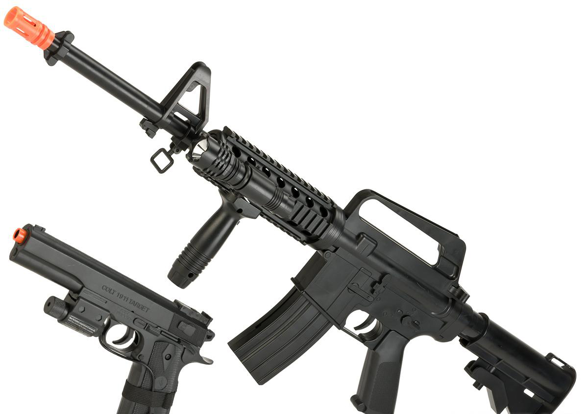 M4 R.I.S Colt 1911モデル トイガン Colt Licensed M4 A1 RIS Spring Powered / 1911 Spring Pistol Kit