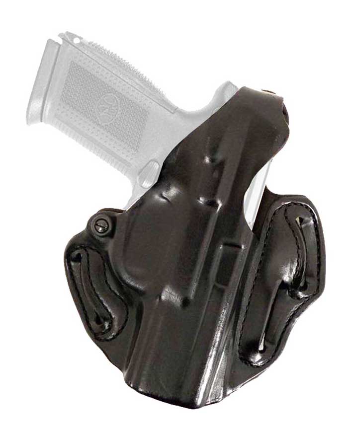 DeSants Black Leather Thumb Break Scabbard Belt Holster, Left Hand...