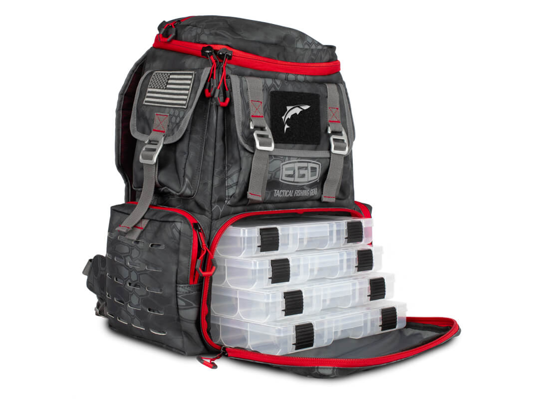 backpacking fishing tackle box EGO Fishing Kryptek Tackle Box Backpack
