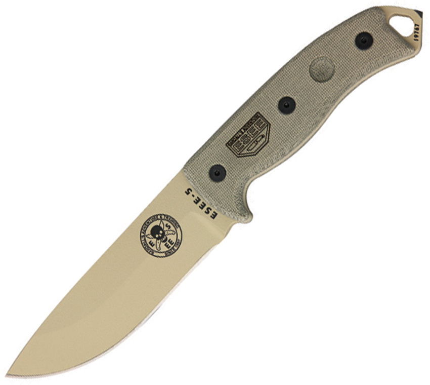 ESEE Model 5 Survival-Messer - 1095 Stahl, Schwarz, Orange G10-Griff, Gesamtlänge 28 Cm
