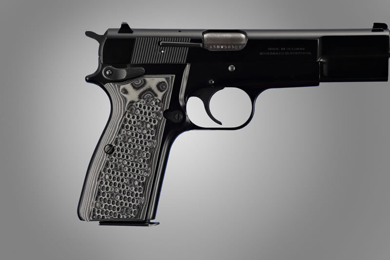 Hogue G-10 Grips for Browning Hi-Power, Piranha pattern Up to 10