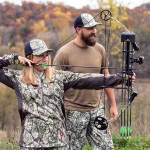 Man and Woman Shooting a Compound Bow