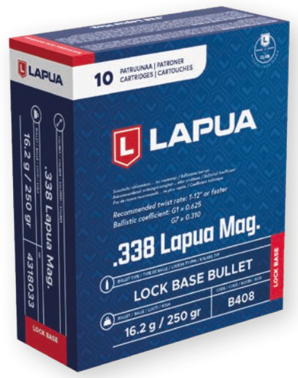 Lapua Lock Base .338 Lapua Magnum 250 grain Lock Base (LB) Brass