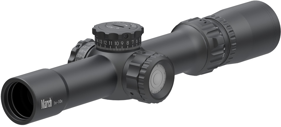 March Scopes Tactical Turret 1-10x24mm Rifle Scopes, 30mm Tube