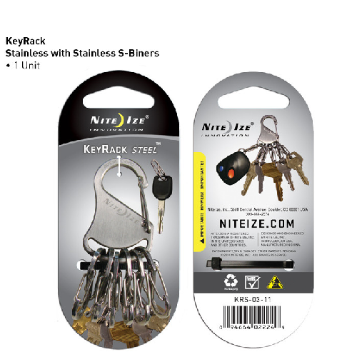 Porte-clés Mousqueton Nite IZE Keyrack Avec 6 Anneaux S Colorés Et Décapsuleur Intégré – Pratique Et Robuste