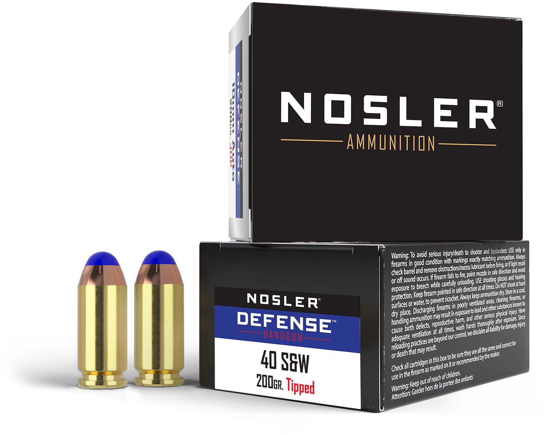 Nosler Defence .40 S&W 200 Grain Bonded Tipped Brass Cased Cased