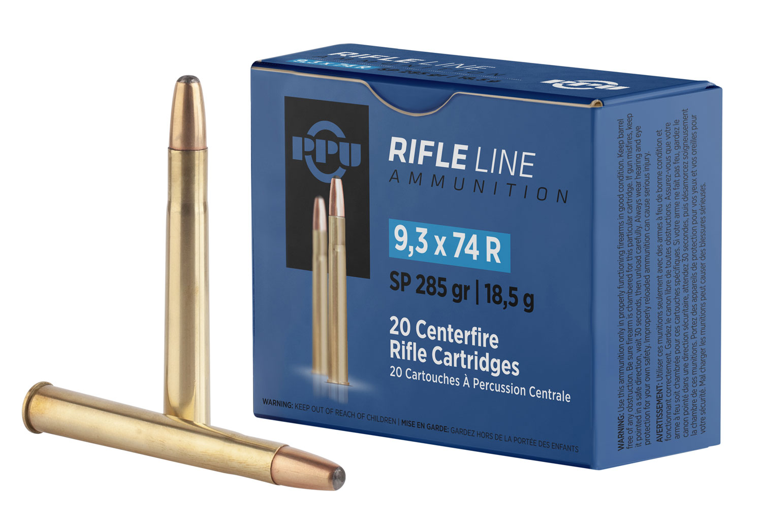PPU Metric Rifle 9.3x74mmR 285 Grain Soft Point Brass Cased Rifle