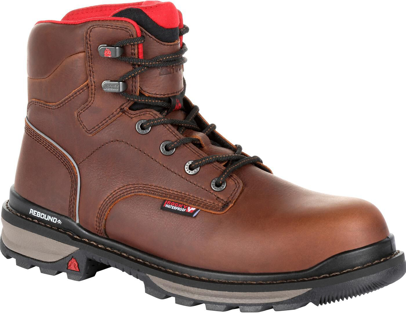 Rocky Rams Horn Lace To Toe Waterproof Mens Work Boots – RKK0353, Black Leather, Ankle Height