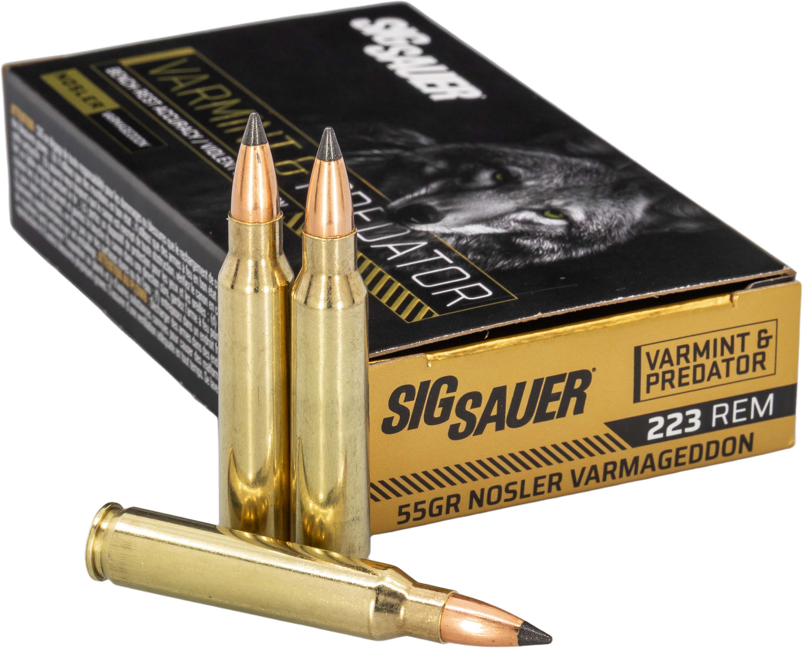 SIG SAUER 223 Rem 55 Grain Nosler Varmageddon Brass Cased Rifle