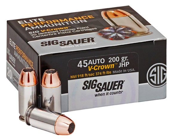 SIG SAUER Elite V-Crown .45 ACP 200gr JHP Ammo E45AP1-20 Review