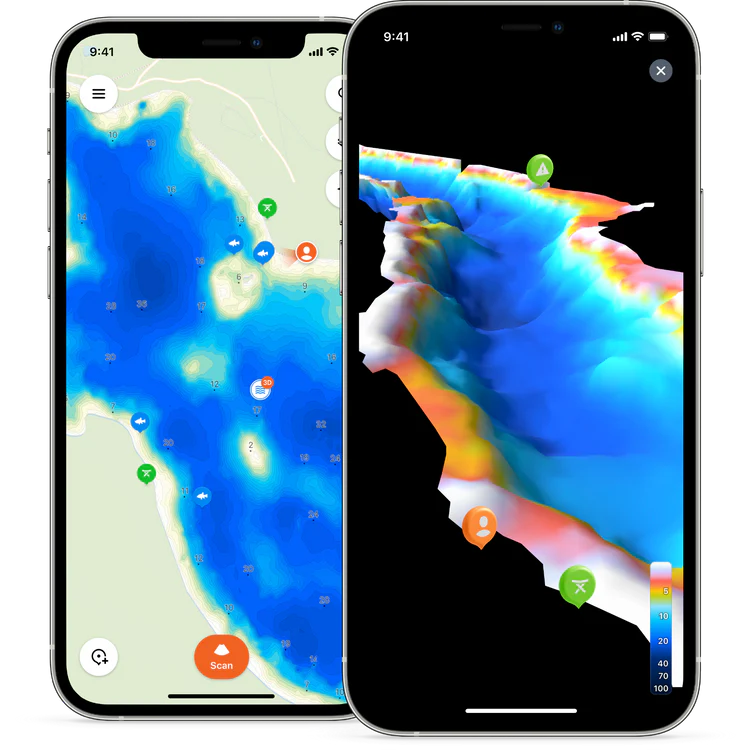 Fish Deeper App 2d and 3d community maps