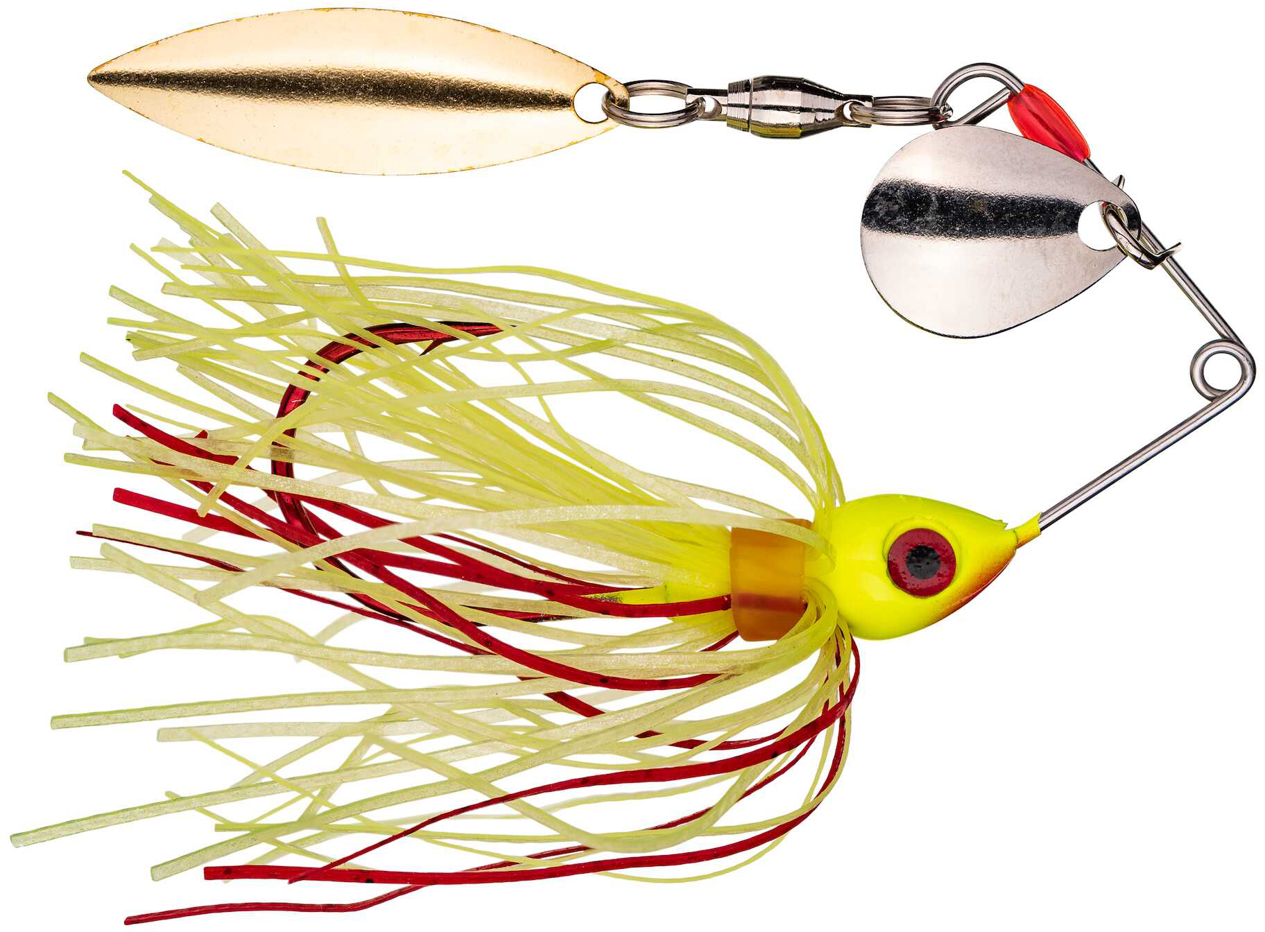 6 Spinnerbaits Strike King 1/4 Oz - Bianco Chartreuse, Lame Colorado Argento